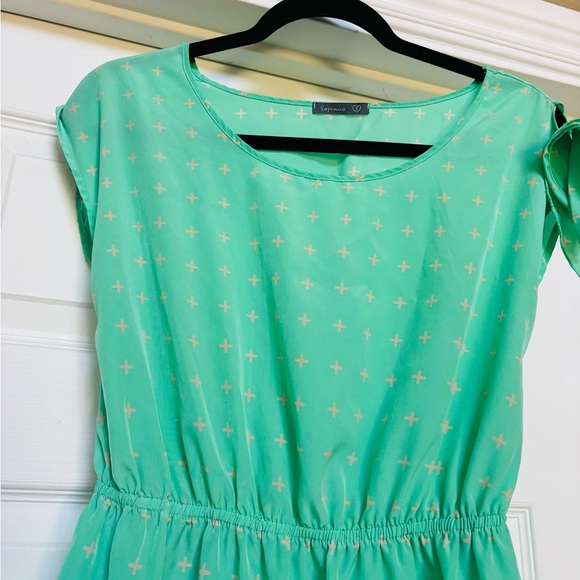 Soprano Mint Green Star Pattern Mini Dress - Picture 2 of 6